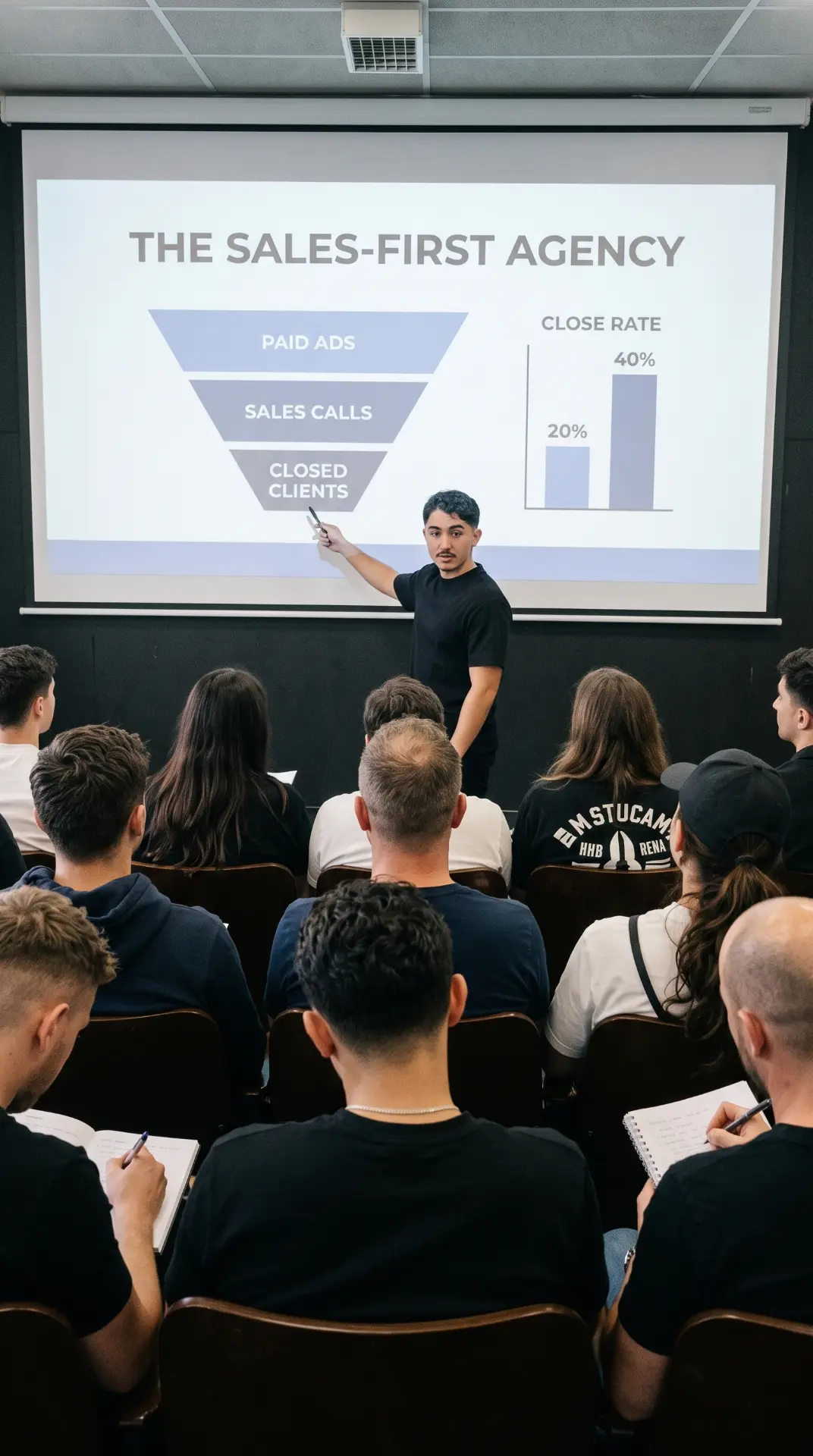 Isaiah Garcia presenting to a live audience